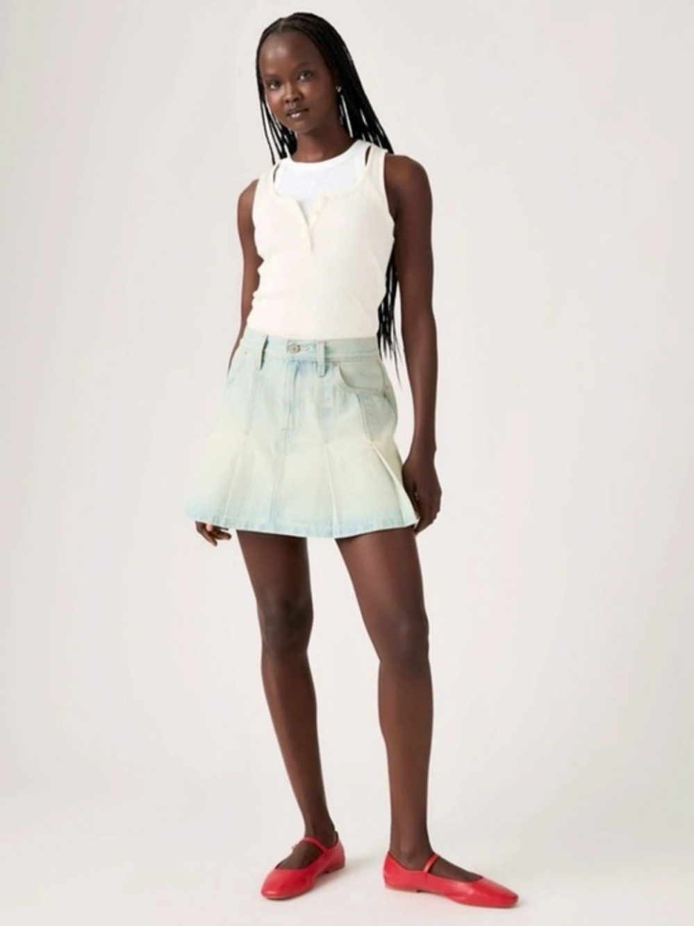 Levi's Pleated Denim Mini Skirt Blue Waist 31 NWT